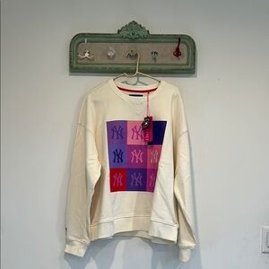 Official MLB New York Yankees Terez Cream Sweatshirt Multicolor NY Logo XL NEW